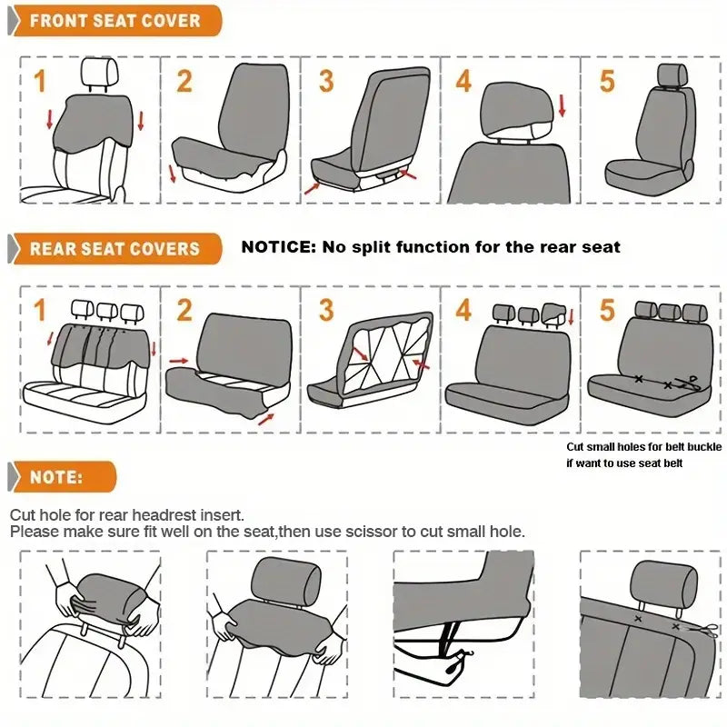 Polyester Car Seat Covers Cushion Set - 4 or 9 Piece