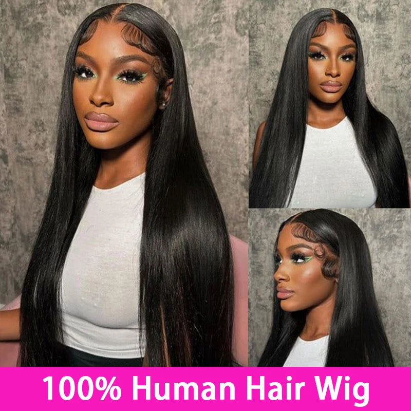 100 % cheveux humains malaisiens 13x6 Perruques indétectables lisses en cheveux humains de 30 pouces avec dentelle frontale 13x4 pour femmes, pré-épilées