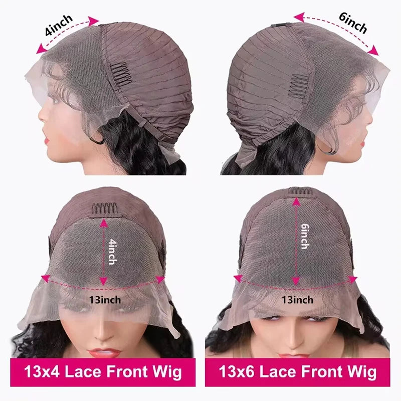 100 % cheveux humains malaisiens 13x6 Perruques indétectables lisses en cheveux humains de 30 pouces avec dentelle frontale 13x4 pour femmes, pré-épilées