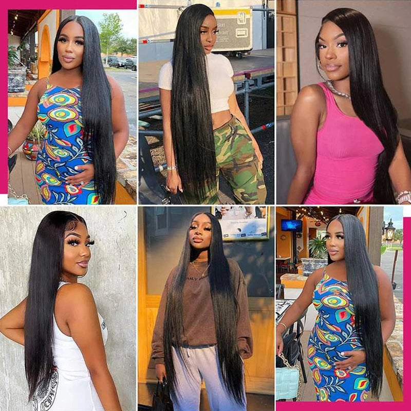100 % cheveux humains malaisiens 13x6 Perruques indétectables lisses en cheveux humains de 30 pouces avec dentelle frontale 13x4 pour femmes, pré-épilées