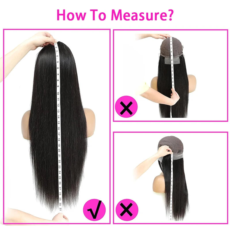 100 % cheveux humains malaisiens 13x6 Perruques indétectables lisses en cheveux humains de 30 pouces avec dentelle frontale 13x4 pour femmes, pré-épilées