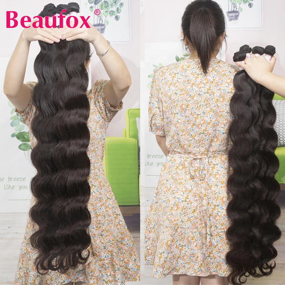 Beaufox Body Wave Bundles Brazilian Hair Weave Bundles 1/3/4 PCS Human Hair Bundles Natural /Jet Black 8-30"Remy Hair Extensions Erobaa