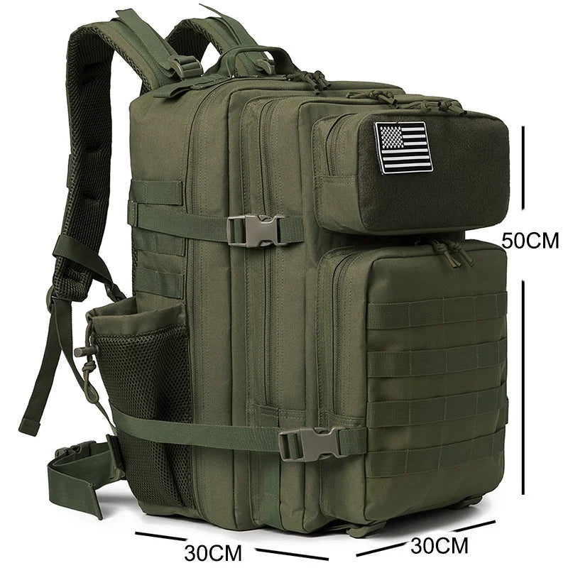 45L Tactical Backpack Survival Bag Hunting MOLLE Backpack GYM For Men EDC Outdoor Hiking Rucksack With Bottle Holder Erobaa