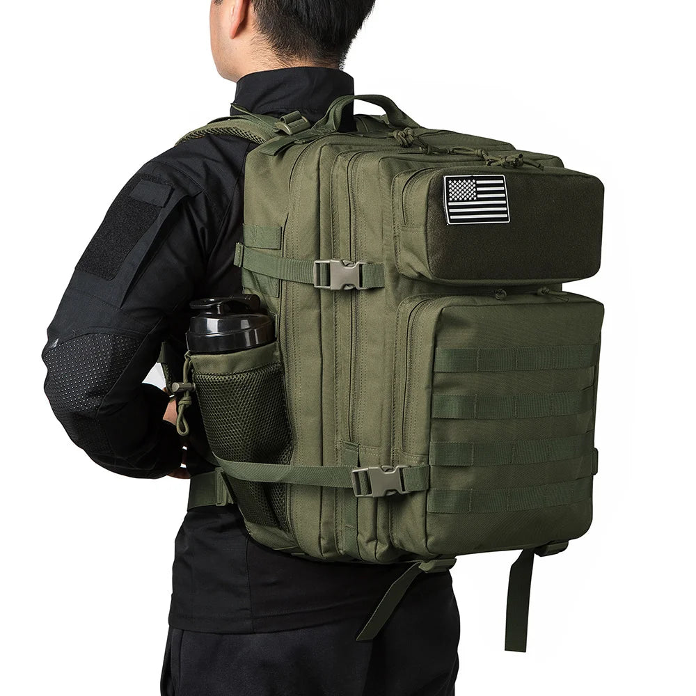 45L Tactical Backpack Survival Bag Hunting MOLLE Backpack GYM For Men EDC Outdoor Hiking Rucksack With Bottle Holder Erobaa