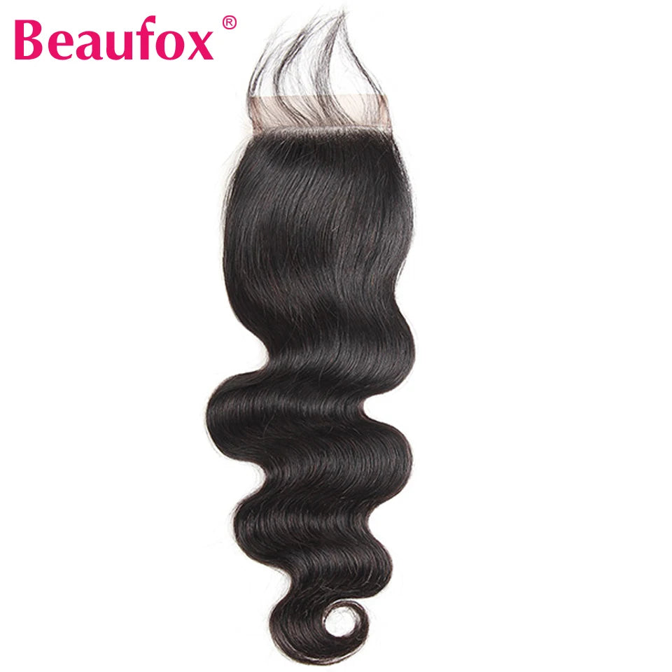 Beaufox Bundles Body Wave avec fermeture Bundles brésiliens 3 ou 4 avec fermeture Bundles de cheveux naturels humains avec fermeture