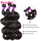 Beaufox Bundles Body Wave avec fermeture Bundles brésiliens 3 ou 4 avec fermeture Bundles de cheveux naturels humains avec fermeture