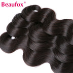 Beaufox Bundles Body Wave avec fermeture Bundles brésiliens 3 ou 4 avec fermeture Bundles de cheveux naturels humains avec fermeture