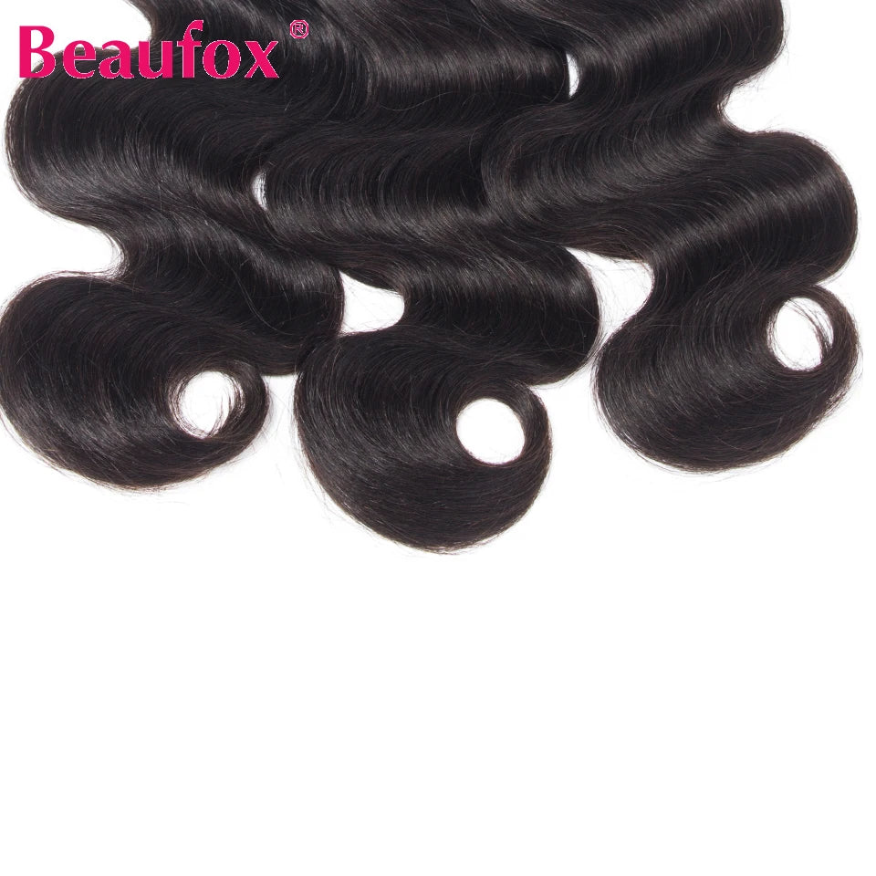 Beaufox Body Wave Bundles Brazilian Hair Weave Bundles 1/3/4 PCS Human Hair Bundles Natural /Jet Black 8-30"Remy Hair Extensions Erobaa