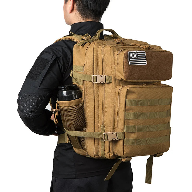 45L Tactical Backpack Survival Bag Hunting MOLLE Backpack GYM For Men EDC Outdoor Hiking Rucksack With Bottle Holder Erobaa
