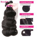 Beaufox Body Wave Bundles Brazilian Hair Weave Bundles 1/3/4 PCS Human Hair Bundles Natural /Jet Black 8-30"Remy Hair Extensions Erobaa