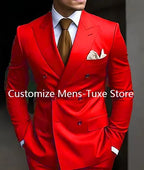 High Quality Brown Men's Suits Double Breasted Erobaa