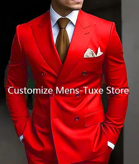 High Quality Brown Men's Suits Double Breasted Erobaa