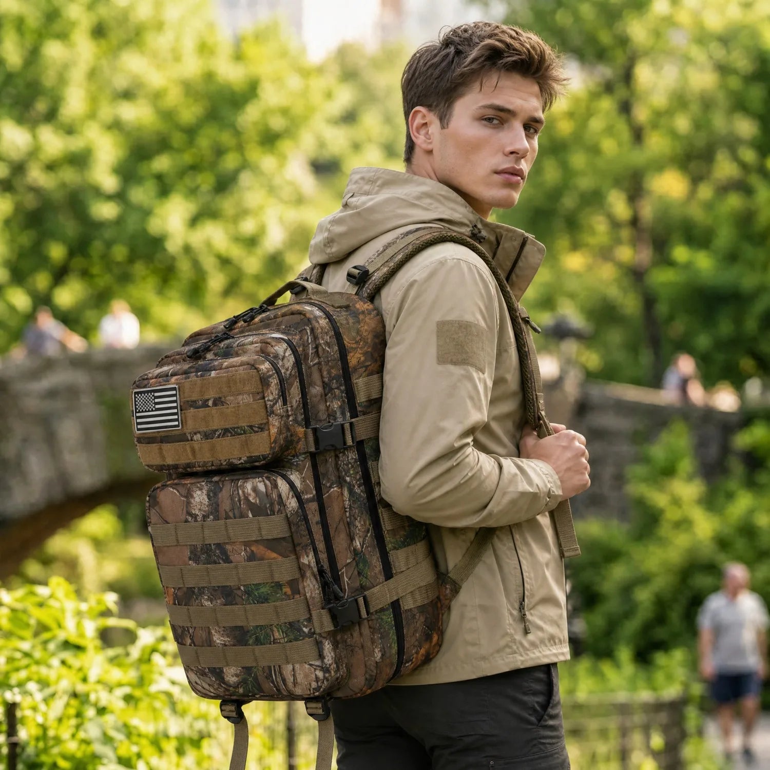 45L Tactical Travel Backpack Molle Large Capacity Multi Pocket Storage Bag Durable Wear Resistant Camping Hiking Trekking Bushcraft Daypack Heavy Duty Rucksack For Men Women Business Trips Mountain Climbing Daily Commute Lugg Erobaa