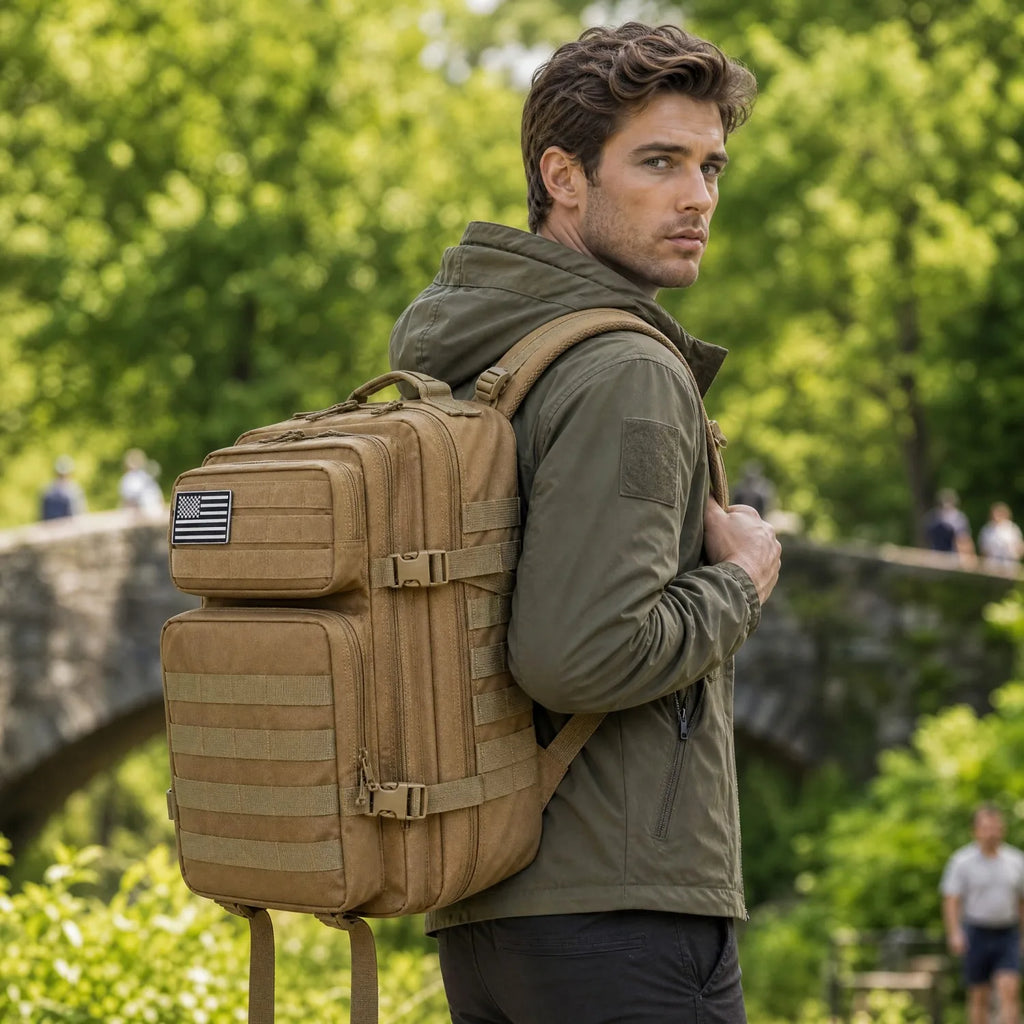 45L Tactical Travel Backpack Molle Large Capacity Multi Pocket Storage Bag Durable Wear Resistant Camping Hiking Trekking Bushcraft Daypack Heavy Duty Rucksack For Men Women Business Trips Mountain Climbing Daily Commute Lugg Erobaa