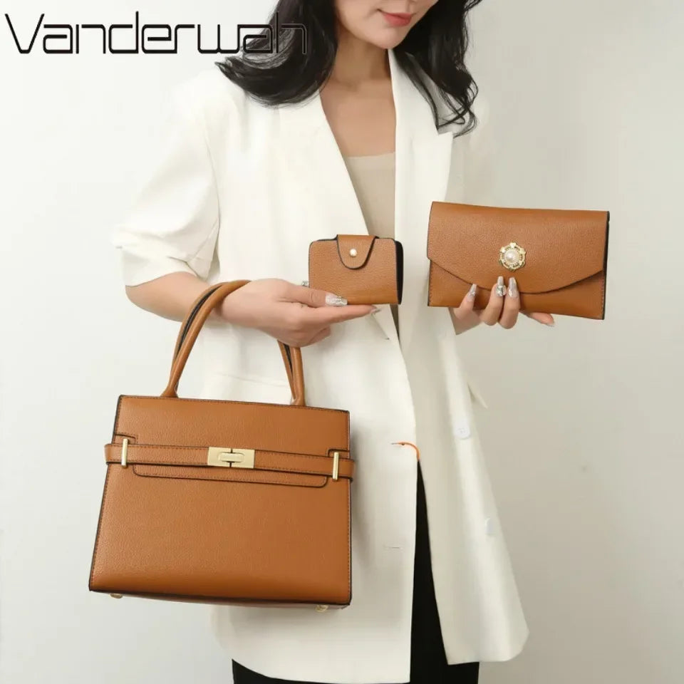 3 Sets Or 1 Big Bag Women's Handbag Large Capacity Bags Luxury Shoulder Crossbody Bags Small Coin Purse Quality Leather Sac Hot Erobaa
