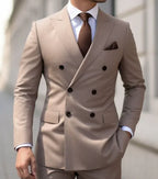 High Quality Brown Men's Suits Double Breasted Erobaa