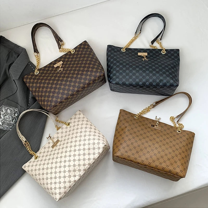 New Presbyopia Handbag Texture Soft Leather Large Capacity Tote Women Bag With Hanging Accessories Shoulder Bag Erobaa