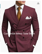 High Quality Brown Men's Suits Double Breasted Erobaa