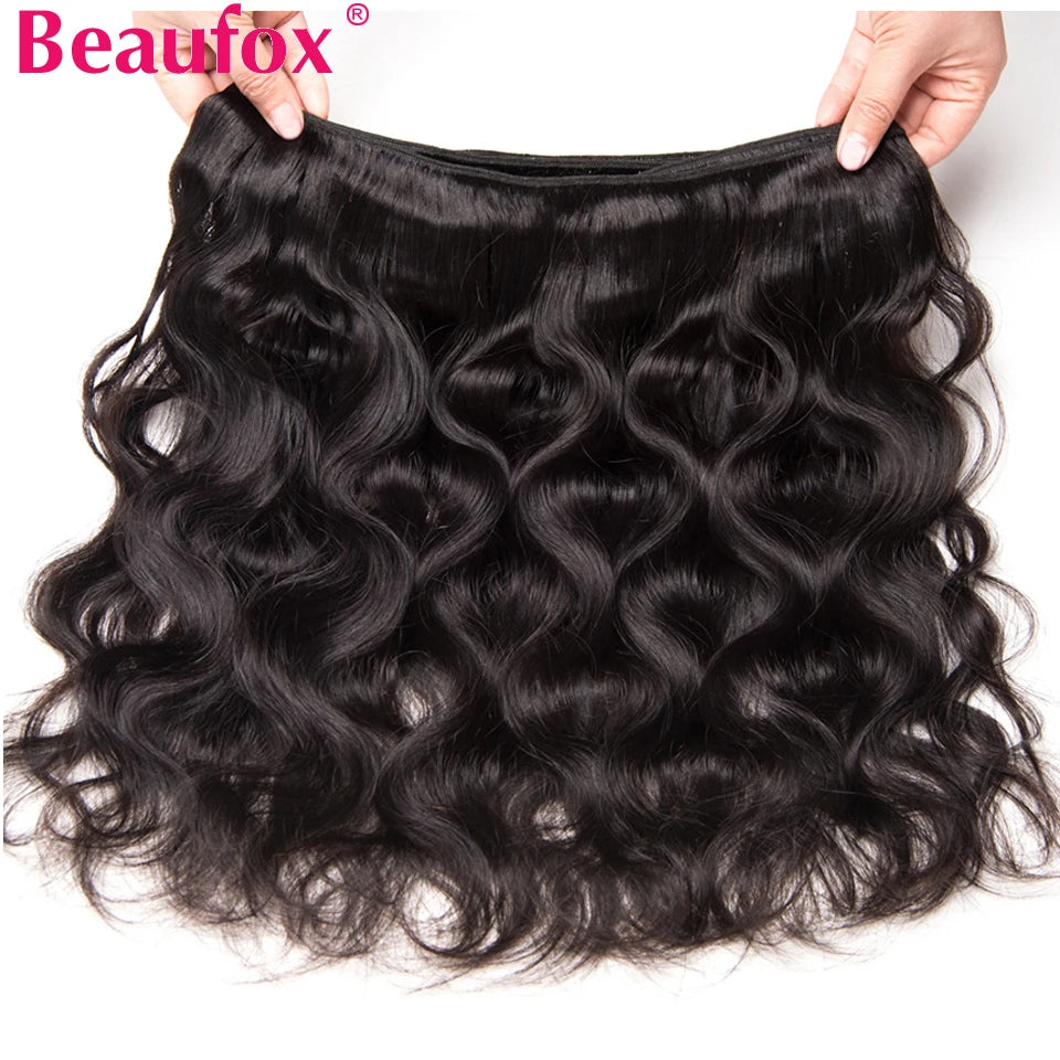Beaufox Body Wave Bundles Brazilian Hair Weave Bundles 1/3/4 PCS Human Hair Bundles Natural /Jet Black 8-30"Remy Hair Extensions Erobaa