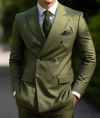 High Quality Brown Men's Suits Double Breasted Erobaa