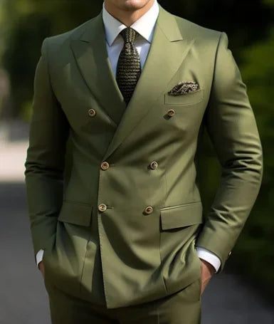 High Quality Brown Men's Suits Double Breasted Erobaa