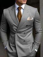 High Quality Brown Men's Suits Double Breasted Erobaa