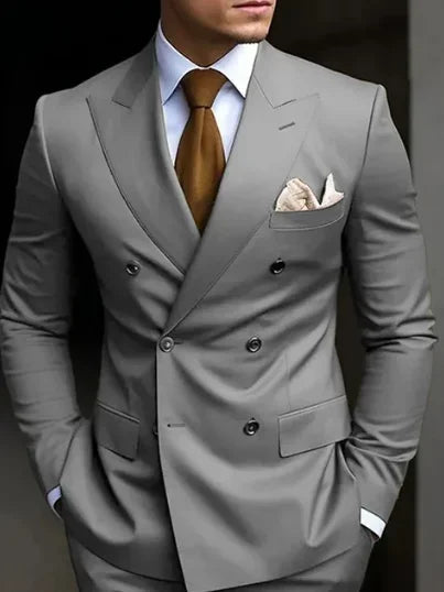 High Quality Brown Men's Suits Double Breasted Erobaa