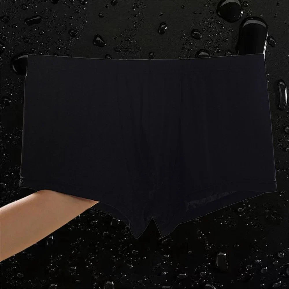 Ultra Thin Ice Silk Boxers Underwear Men Semi-transparent Seamless Sexy Male Trunk Shorts Plus Size M-XXL