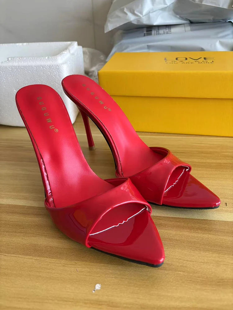 Designer Luxury Sexy Thin High Heel Summer Women Slippers Fashion Peep Toe Dress Slides Ladies Stripper Party Sandals