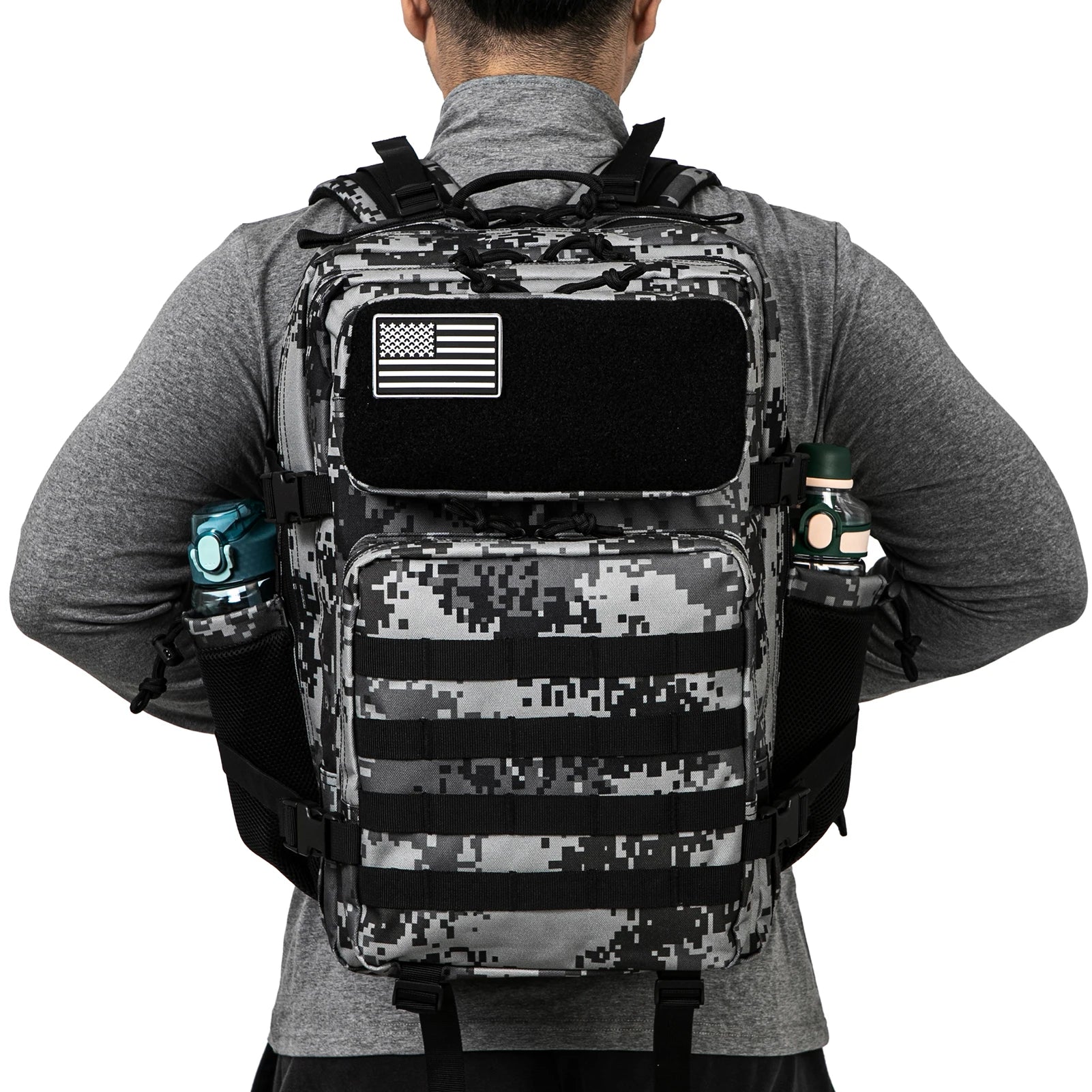 45L Tactical Backpack Survival Bag Hunting MOLLE Backpack GYM For Men EDC Outdoor Hiking Rucksack With Bottle Holder Erobaa