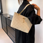 New Presbyopia Handbag Texture Soft Leather Large Capacity Tote Women Bag With Hanging Accessories Shoulder Bag Erobaa