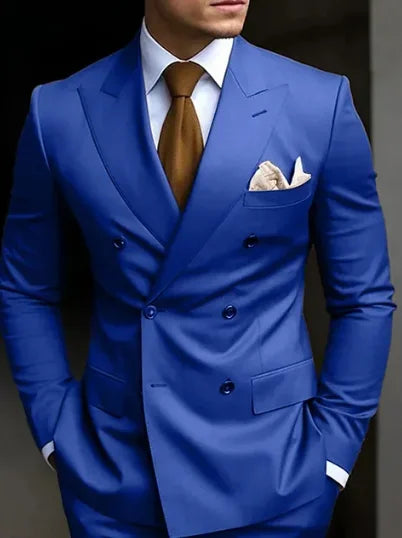 High Quality Brown Men's Suits Double Breasted Erobaa