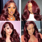 99j Burgundy Body Wave Bundles 3 4 Bundle Colored Wine Red 100% Unprocessed Human Hair Bundles 16A Raw Hair Bundles Extensions Erobaa