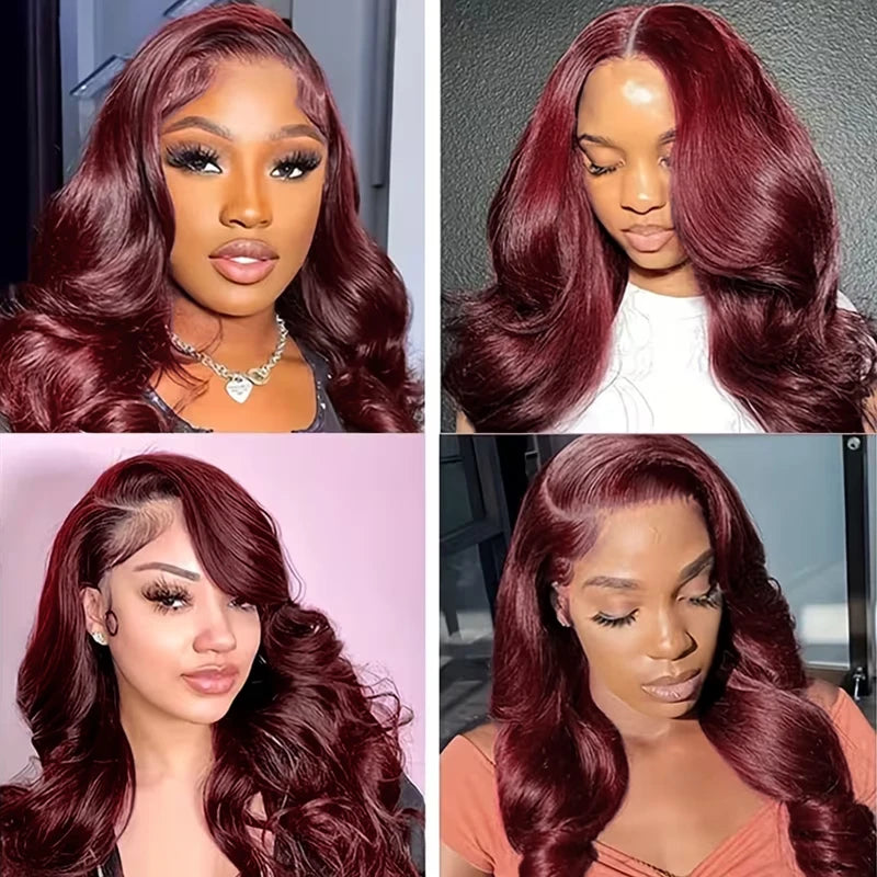 99j Burgundy Body Wave Bundles 3 4 Bundle Colored Wine Red 100% Unprocessed Human Hair Bundles 16A Raw Hair Bundles Extensions Erobaa