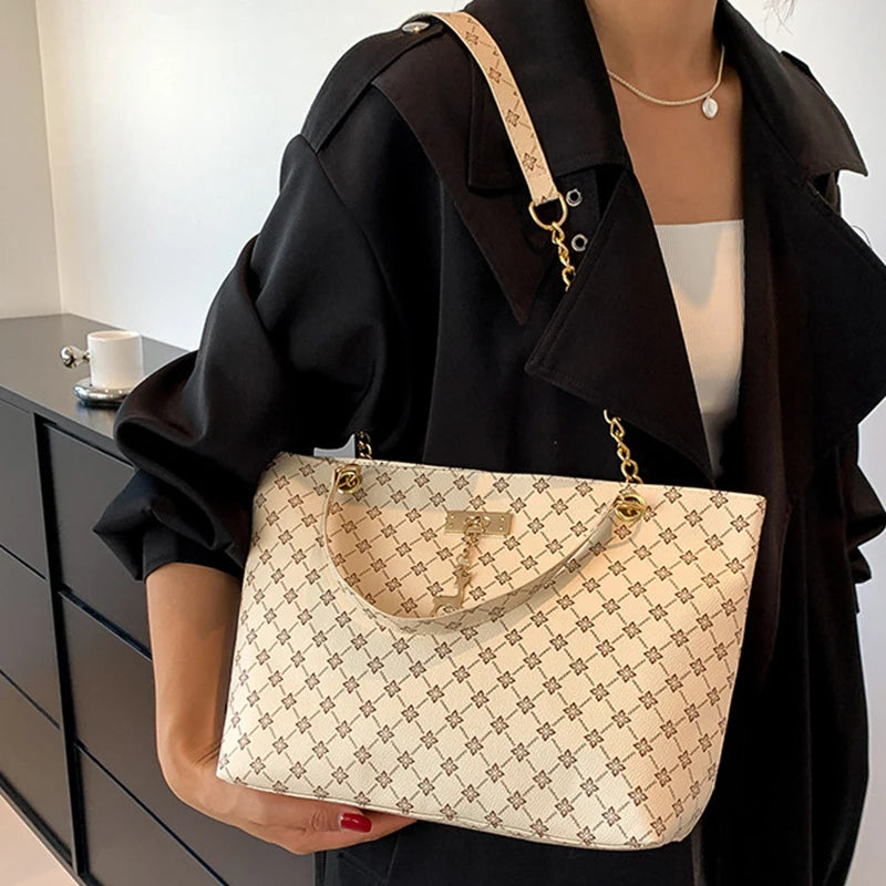 New Presbyopia Handbag Texture Soft Leather Large Capacity Tote Women Bag With Hanging Accessories Shoulder Bag Erobaa