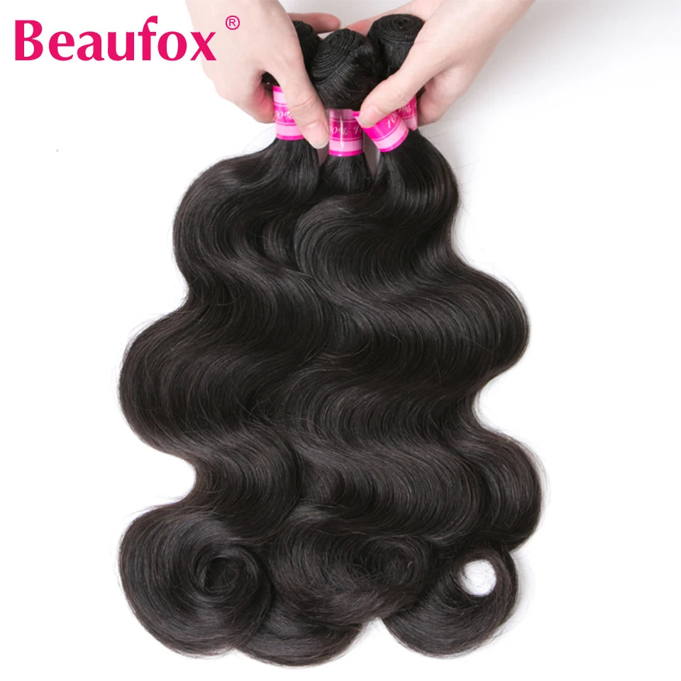 Beaufox Body Wave Bundles Brazilian Hair Weave Bundles 1/3/4 PCS Human Hair Bundles Natural /Jet Black 8-30"Remy Hair Extensions Erobaa