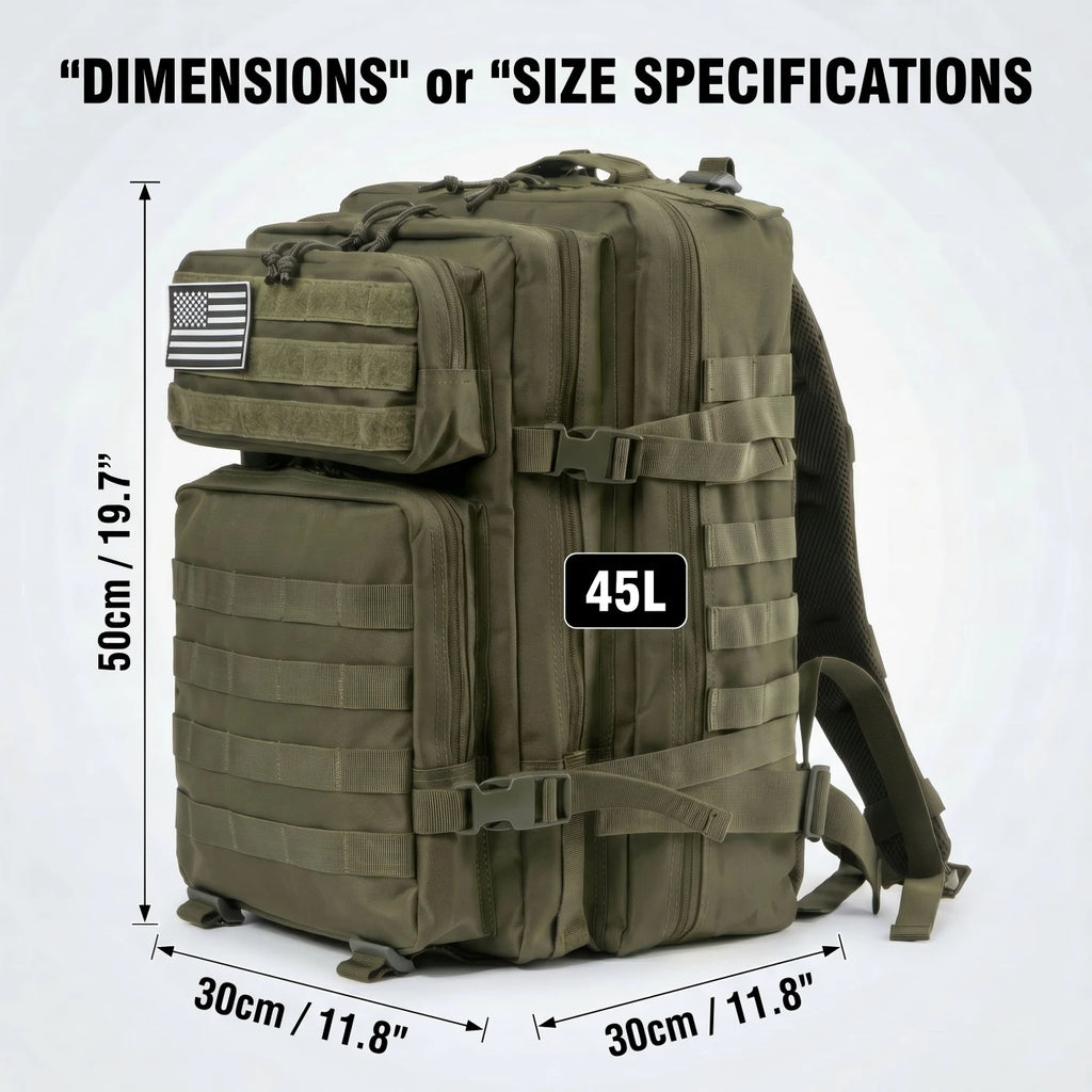 45L Tactical Travel Backpack Molle Large Capacity Multi Pocket Storage Bag Durable Wear Resistant Camping Hiking Trekking Bushcraft Daypack Heavy Duty Rucksack For Men Women Business Trips Mountain Climbing Daily Commute Lugg Erobaa