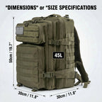 45L Tactical Travel Backpack Molle Large Capacity Multi Pocket Storage Bag Durable Wear Resistant Camping Hiking Trekking Bushcraft Daypack Heavy Duty Rucksack For Men Women Business Trips Mountain Climbing Daily Commute Lugg Erobaa