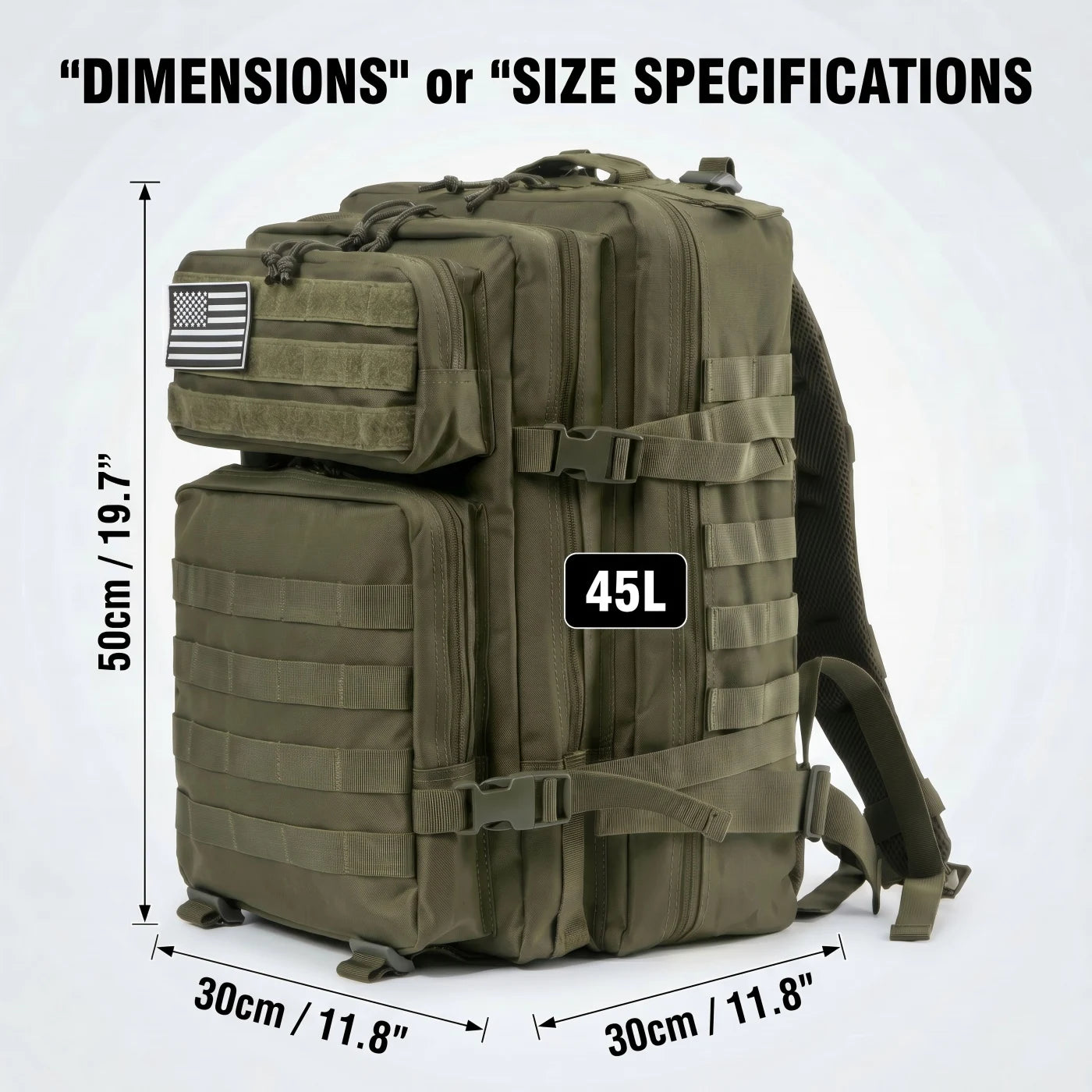 45L Tactical Travel Backpack Molle Large Capacity Multi Pocket Storage Bag Durable Wear Resistant Camping Hiking Trekking Bushcraft Daypack Heavy Duty Rucksack For Men Women Business Trips Mountain Climbing Daily Commute Lugg Erobaa