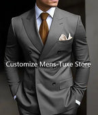High Quality Brown Men's Suits Double Breasted Erobaa