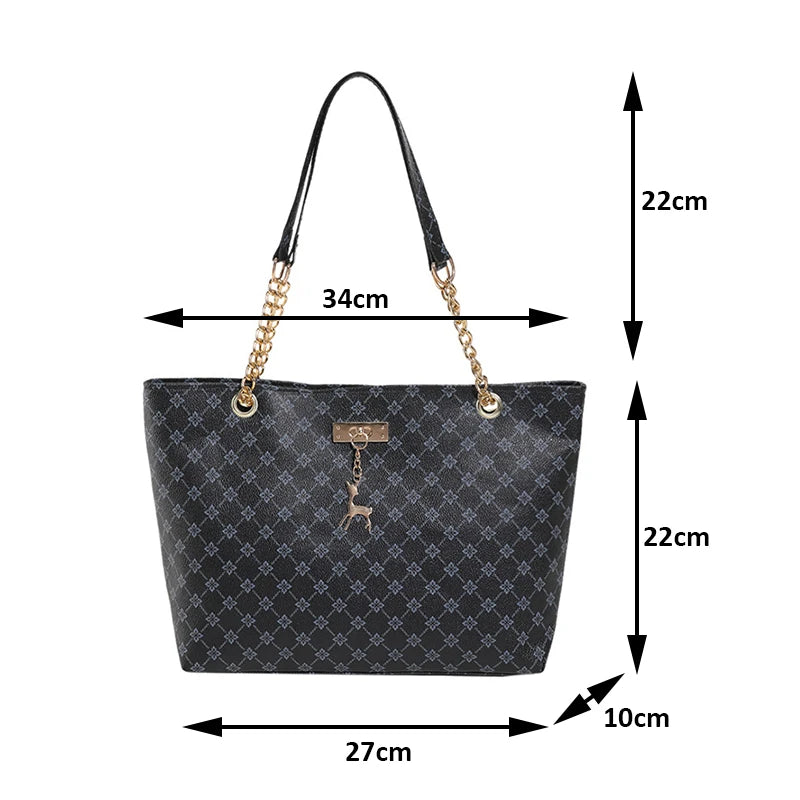 New Presbyopia Handbag Texture Soft Leather Large Capacity Tote Women Bag With Hanging Accessories Shoulder Bag Erobaa