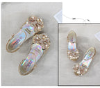 Children Princess Sandals Kids Girls Wedding Shoes High Heels Dress Shoes Bowtie Purple Pink Blue Silver Shoes For Girls