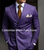 High Quality Brown Men's Suits Double Breasted Erobaa