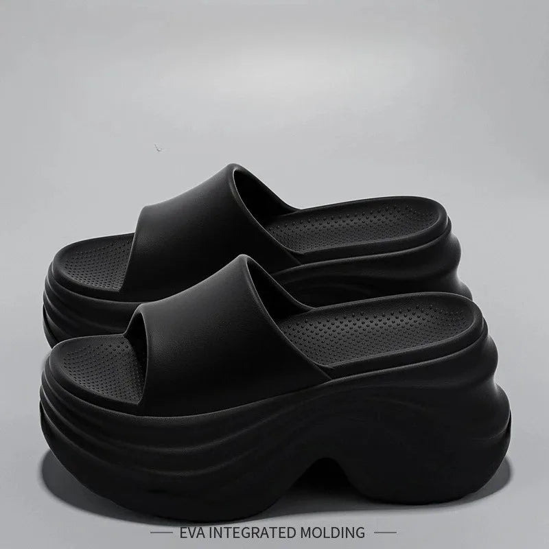 Women Thick Sole Non Slip Beach Slides Sandals Lady Summer Soft Sole Wedge Heel Slipper