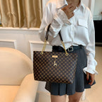 New Presbyopia Handbag Texture Soft Leather Large Capacity Tote Women Bag With Hanging Accessories Shoulder Bag Erobaa