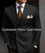 High Quality Brown Men's Suits Double Breasted Erobaa