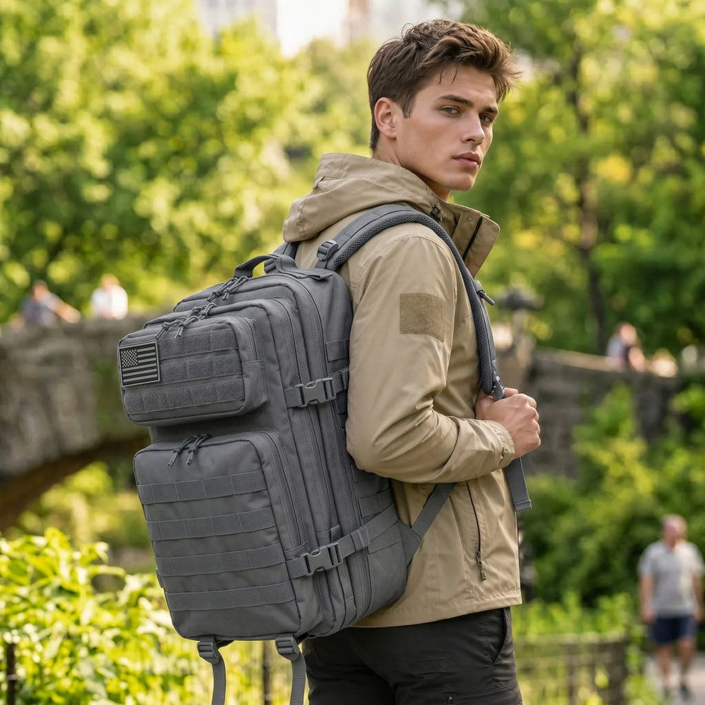 45L Tactical Travel Backpack Molle Large Capacity Multi Pocket Storage Bag Durable Wear Resistant Camping Hiking Trekking Bushcraft Daypack Heavy Duty Rucksack For Men Women Business Trips Mountain Climbing Daily Commute Lugg Erobaa