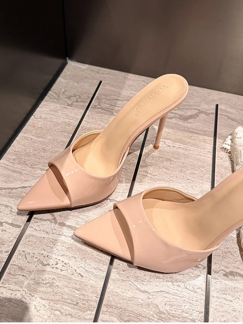 Designer Luxury Sexy Thin High Heel Summer Women Slippers Fashion Peep Toe Dress Slides Ladies Stripper Party Sandals