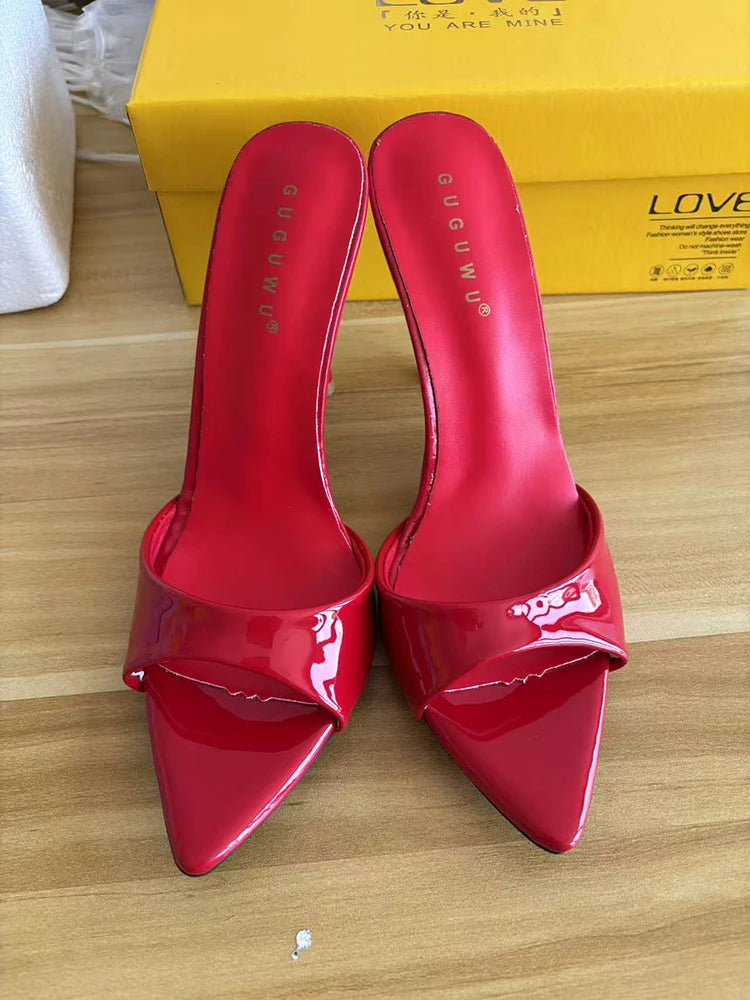 Designer Luxury Sexy Thin High Heel Summer Women Slippers Fashion Peep Toe Dress Slides Ladies Stripper Party Sandals