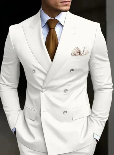 High Quality Brown Men's Suits Double Breasted Erobaa